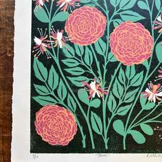 June Birth Month Flower Original Reduction Print - No. 7