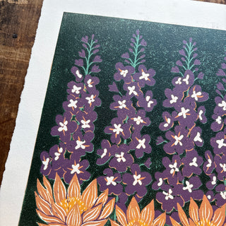 July Birth Month Flower Original Reduction Print - No. 2