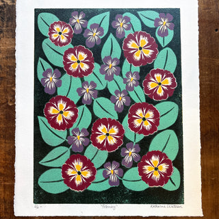 February Birth Month Flower Original Reduction Print - No. 6