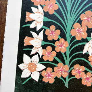 March II Birth Month Flower Original Reduction Print - No. 3