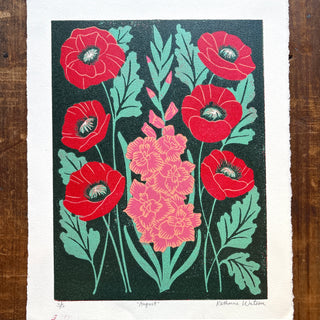 August Birth Month Flower Original Reduction Print - No. 3