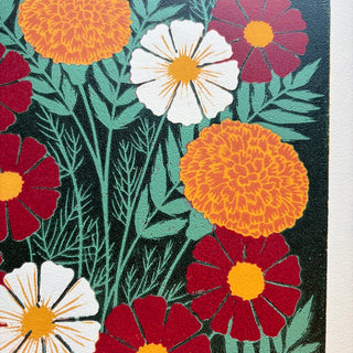 October Birth Month Flower Original Reduction Print - No. 5