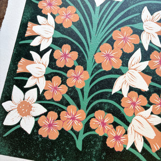 March II Birth Month Flower Original Reduction Print - No. 1