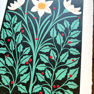 December Birth Month Flower Original Reduction Print - No. 4