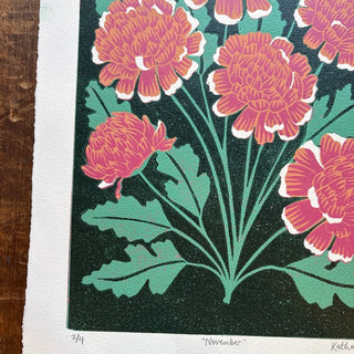 November Birth Month Flower Original Reduction Print - No. 2