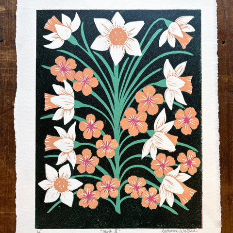 March II Birth Month Flower Original Reduction Print - No. 6