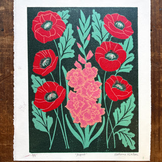 August Birth Month Flower Original Reduction Print - No. 5