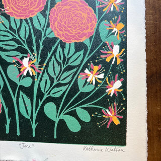 June Birth Month Flower Original Reduction Print - No. 3