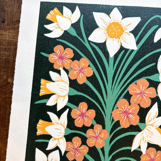 March Birth Month Flower Original Reduction Print - No. 1