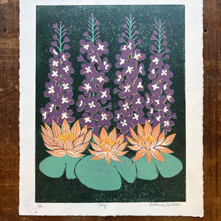 July Birth Month Flower Original Reduction Print - No. 2