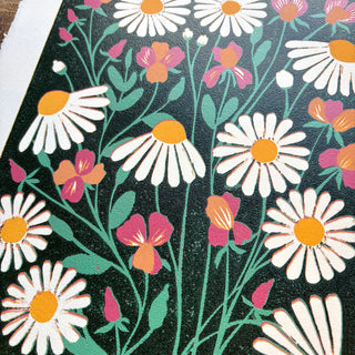 April Birth Month Flower Original Reduction Print - No. 2