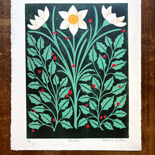 December Birth Month Flower Original Reduction Print - No. 2