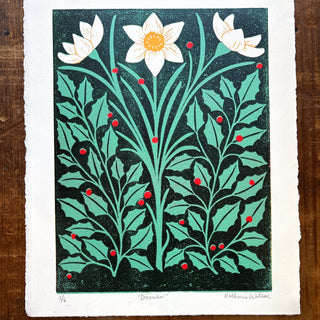 December Birth Month Flower Original Reduction Print - No. 3