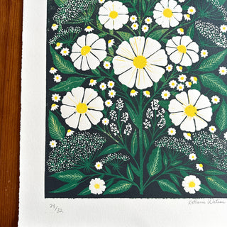 Hand Block Printed Cosmos Reduction Print, No. 24