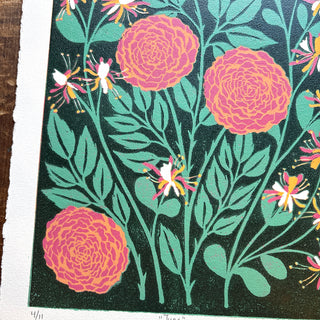 June Birth Month Flower Original Reduction Print - No. 4