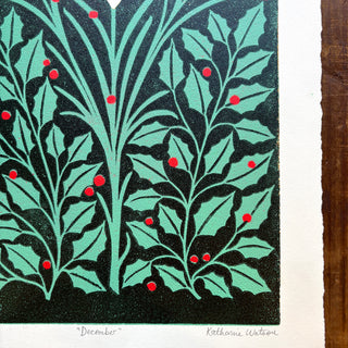 December Birth Month Flower Original Reduction Print - No. 1