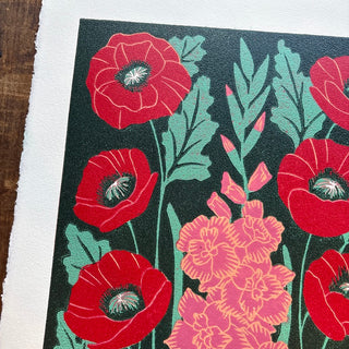 August Birth Month Flower Original Reduction Print - No. 2