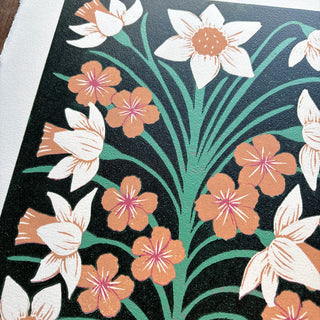 March II Birth Month Flower Original Reduction Print - No. 3