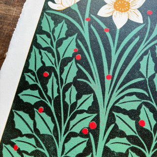 December Birth Month Flower Original Reduction Print - No. 1