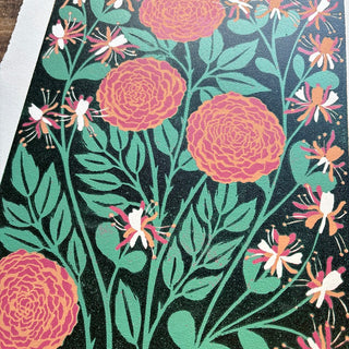 June Birth Month Flower Original Reduction Print - No. 7