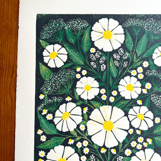 Hand Block Printed Cosmos Reduction Print, No. 6