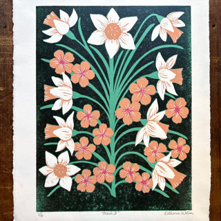 March II Birth Month Flower Original Reduction Print - No. 2