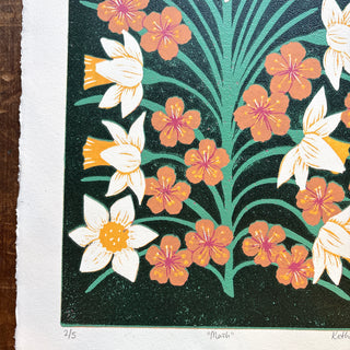 March Birth Month Flower Original Reduction Print - No. 2