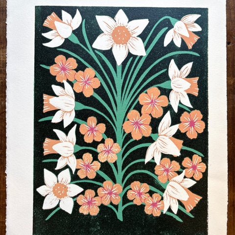 March II Birth Month Flower Original Reduction Print - No. 5