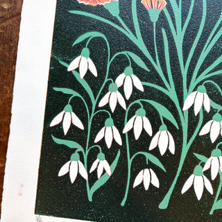 January Birth Month Flower Original Reduction Print - No. 3