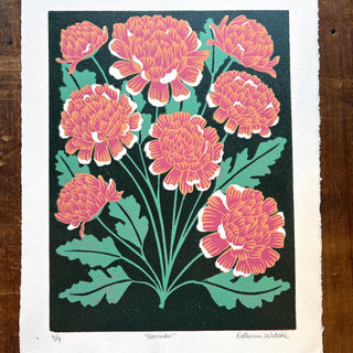 November Birth Month Flower Original Reduction Print - No. 4