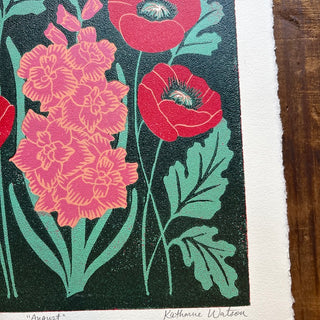 August Birth Month Flower Original Reduction Print - No. 3