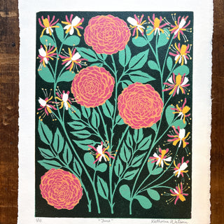 June Birth Month Flower Original Reduction Print - No. 1