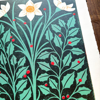 December Birth Month Flower Original Reduction Print - No. 3