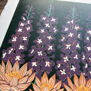 July Birth Month Flower Original Reduction Print - No. 3