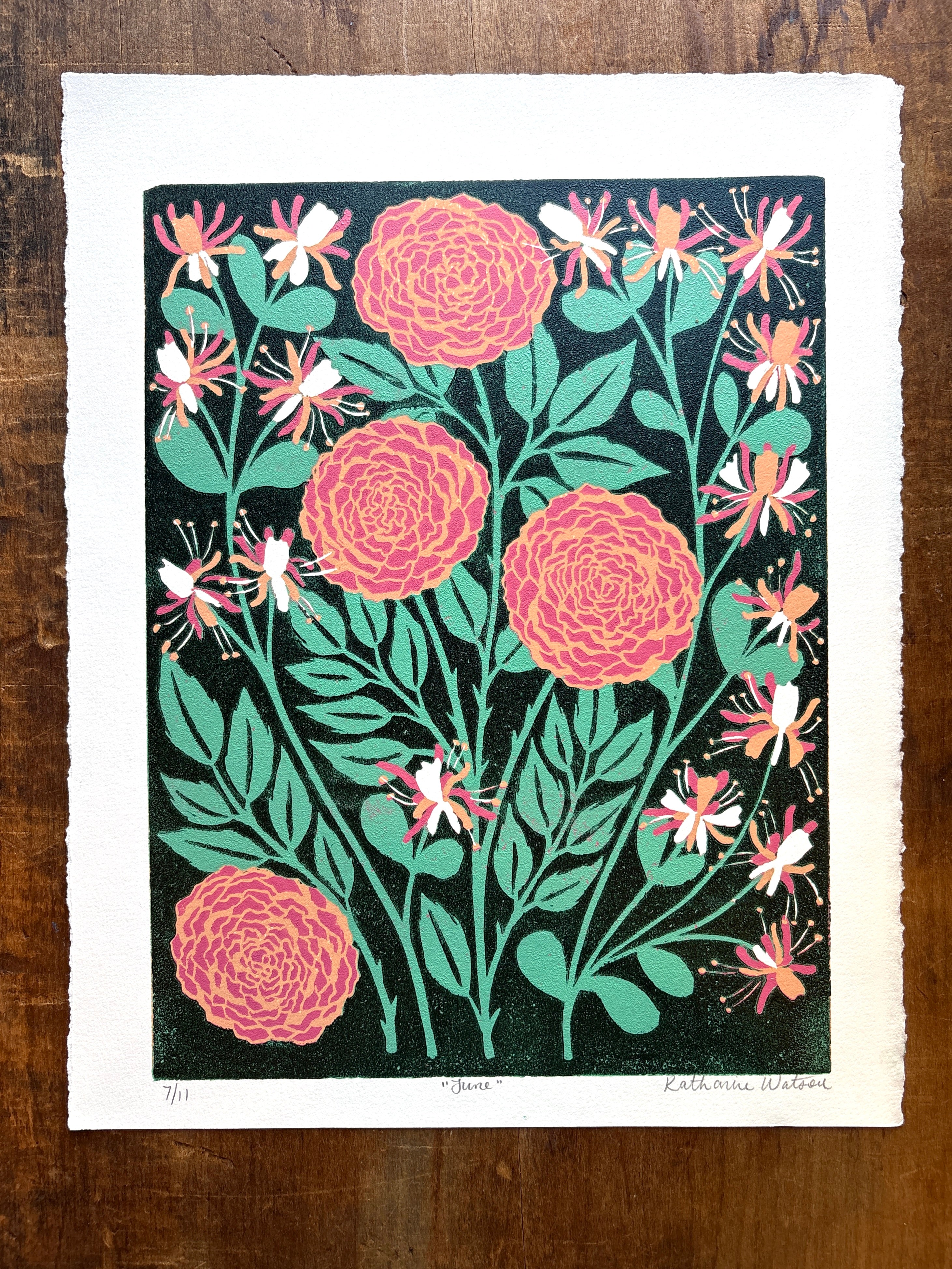 *完成*flower✿様オーダー June Birth Month Flower Original Reduction Print - No. 7