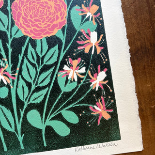 June Birth Month Flower Original Reduction Print - No. 9