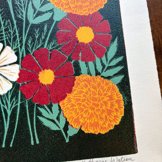 October Birth Month Flower Original Reduction Print - No. 4