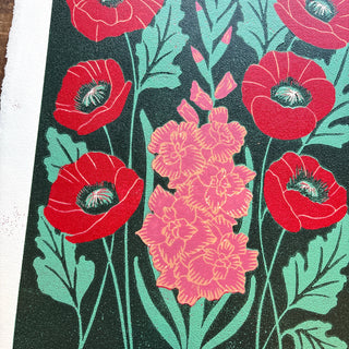 August Birth Month Flower Original Reduction Print - No. 5