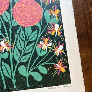 June Birth Month Flower Original Reduction Print - No. 5