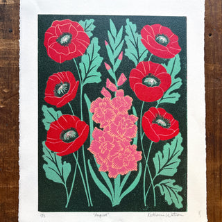 August Birth Month Flower Original Reduction Print - No. 1