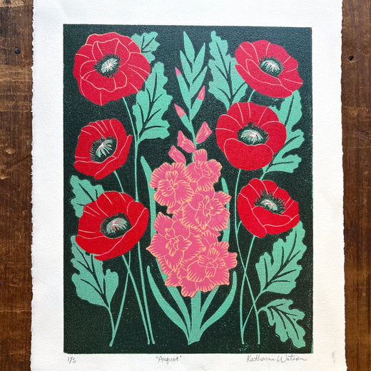 August Birth Month Flower Original Reduction Print - No. 1