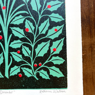 December Birth Month Flower Original Reduction Print - No. 6