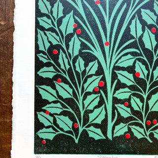 December Birth Month Flower Original Reduction Print - No. 4