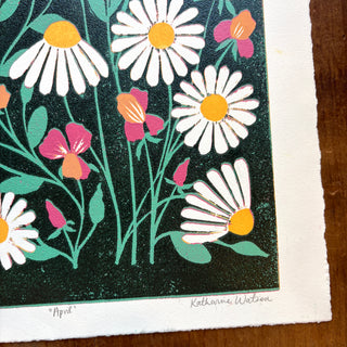 April Birth Month Flower Original Reduction Print - No. 4