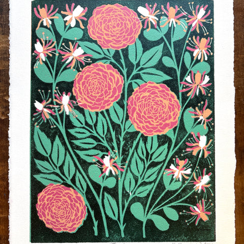 June Birth Month Flower Original Reduction Print - No. 11