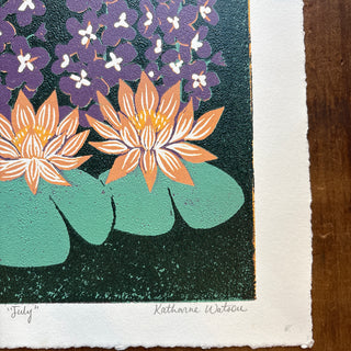 July Birth Month Flower Original Reduction Print - No. 3