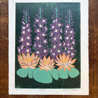 July Birth Month Flower Original Reduction Print - No. 1