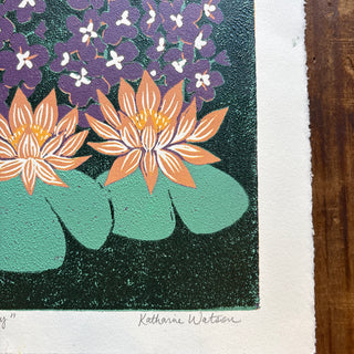 July Birth Month Flower Original Reduction Print - No. 1