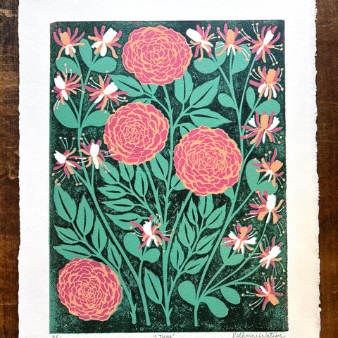 June Birth Month Flower Original Reduction Print - No. 8