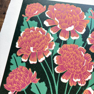 November Birth Month Flower Original Reduction Print - No. 3